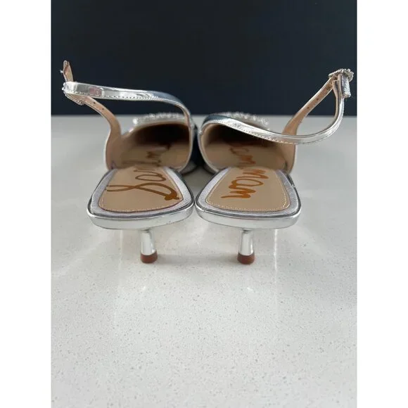 Sam Edelman Kammie Womens kitten Heels Soft Silver Size 9 - Picture 6 of 10